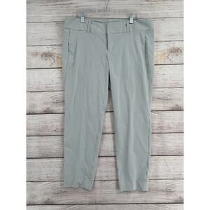G.H. Bass & Co Amelia Seersucker Pants Womens 16 Gray White Ankle Length‎ NEW
